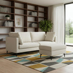 90" Cream Upholstered Sofa With Ottoman And Toss Pillows
