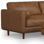 89" Brown Leather Sofa With Ottoman And Toss Pillows