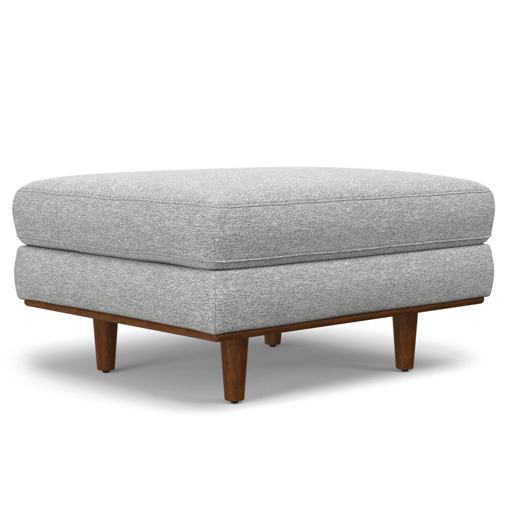33" Gray And Brown Polyester Blend Cocktail Ottoman