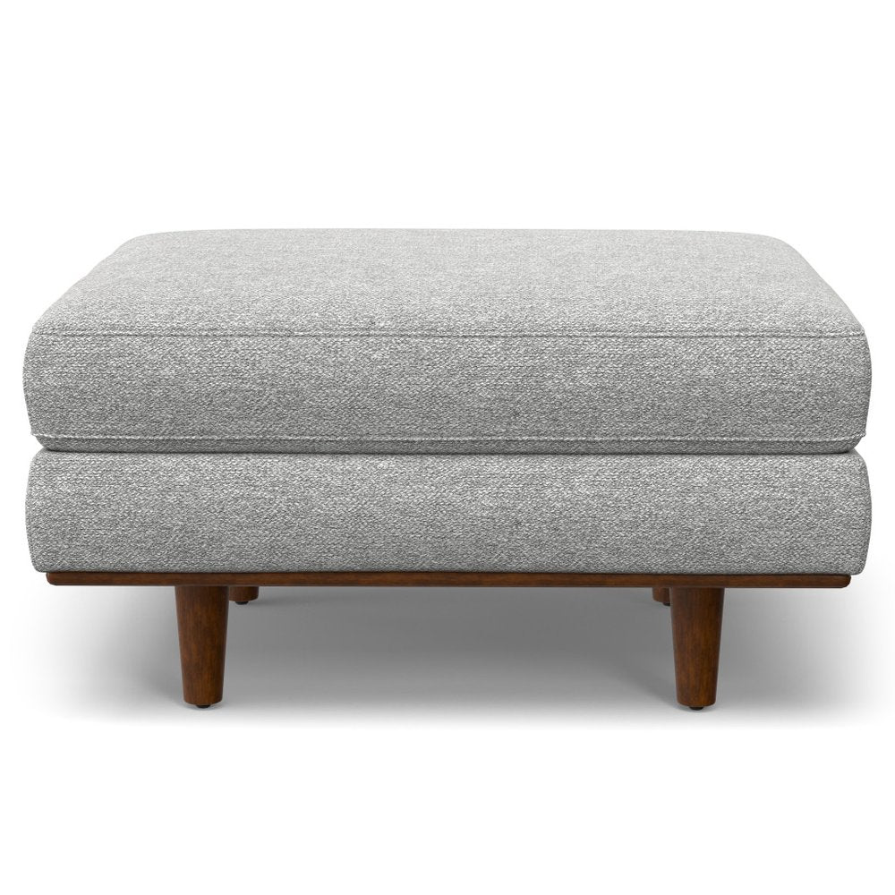 33" Gray And Brown Polyester Blend Cocktail Ottoman