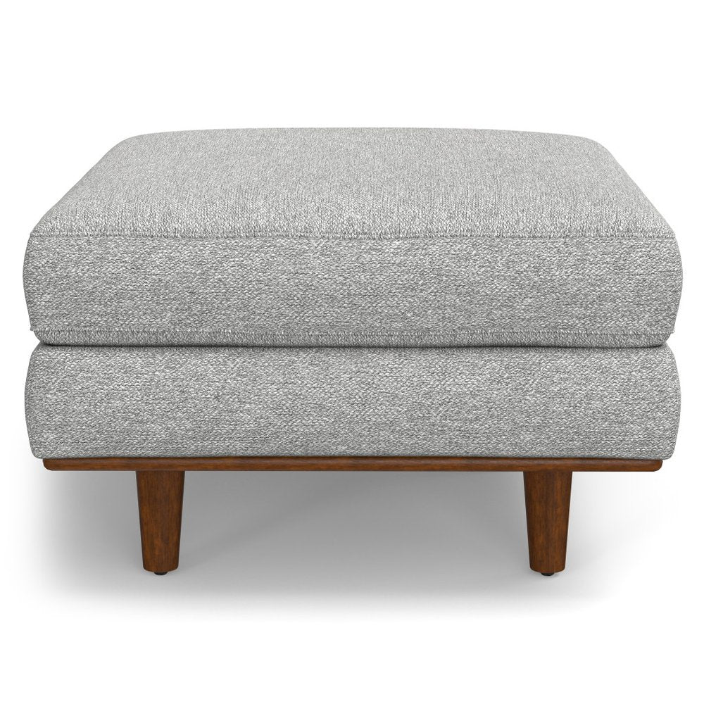 33" Gray And Brown Polyester Blend Cocktail Ottoman