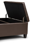 36" Chocolate And Espresso Faux Leather Tufted Ottoman With Storage