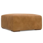 34" Brown Leather Cocktail Ottoman