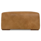 34" Brown Leather Cocktail Ottoman