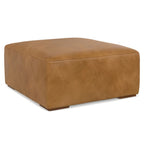 34" Brown Leather Cocktail Ottoman