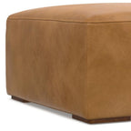 34" Brown Leather Cocktail Ottoman