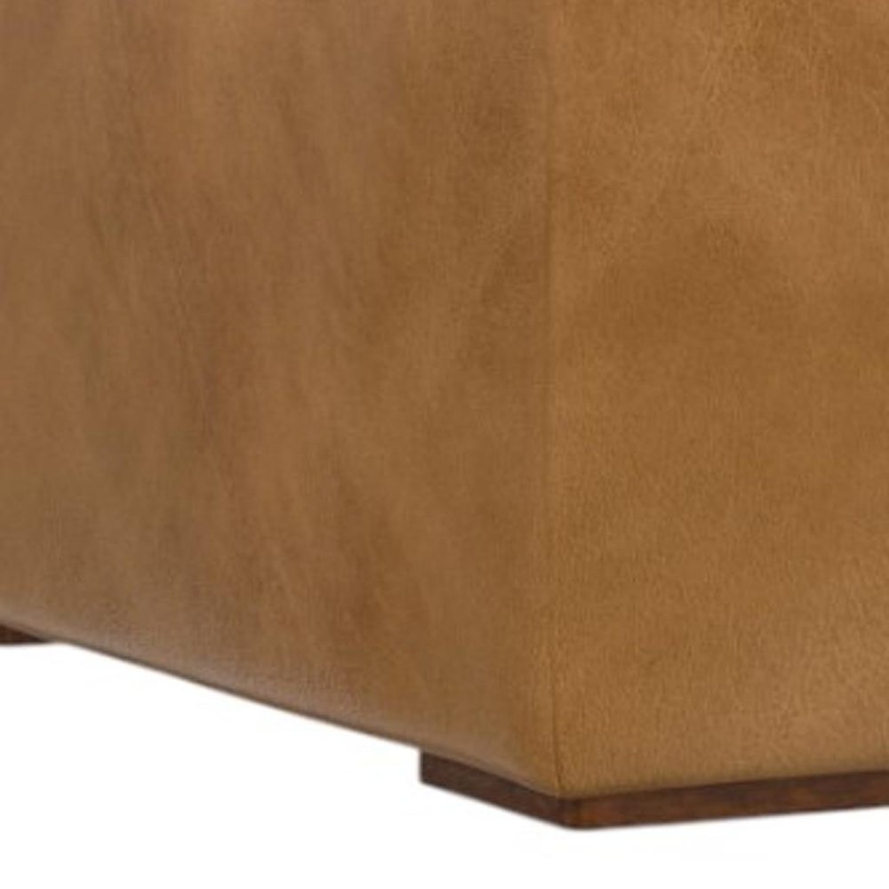 34" Brown Leather Cocktail Ottoman