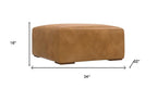 34" Brown Leather Cocktail Ottoman
