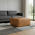34" Brown Leather Cocktail Ottoman