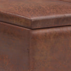 34" Black And Dark Brown Faux Leather Ottoman With Storage