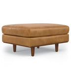 33" Brown Genuine Leather Cocktail Ottoman