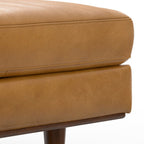 33" Brown Genuine Leather Cocktail Ottoman