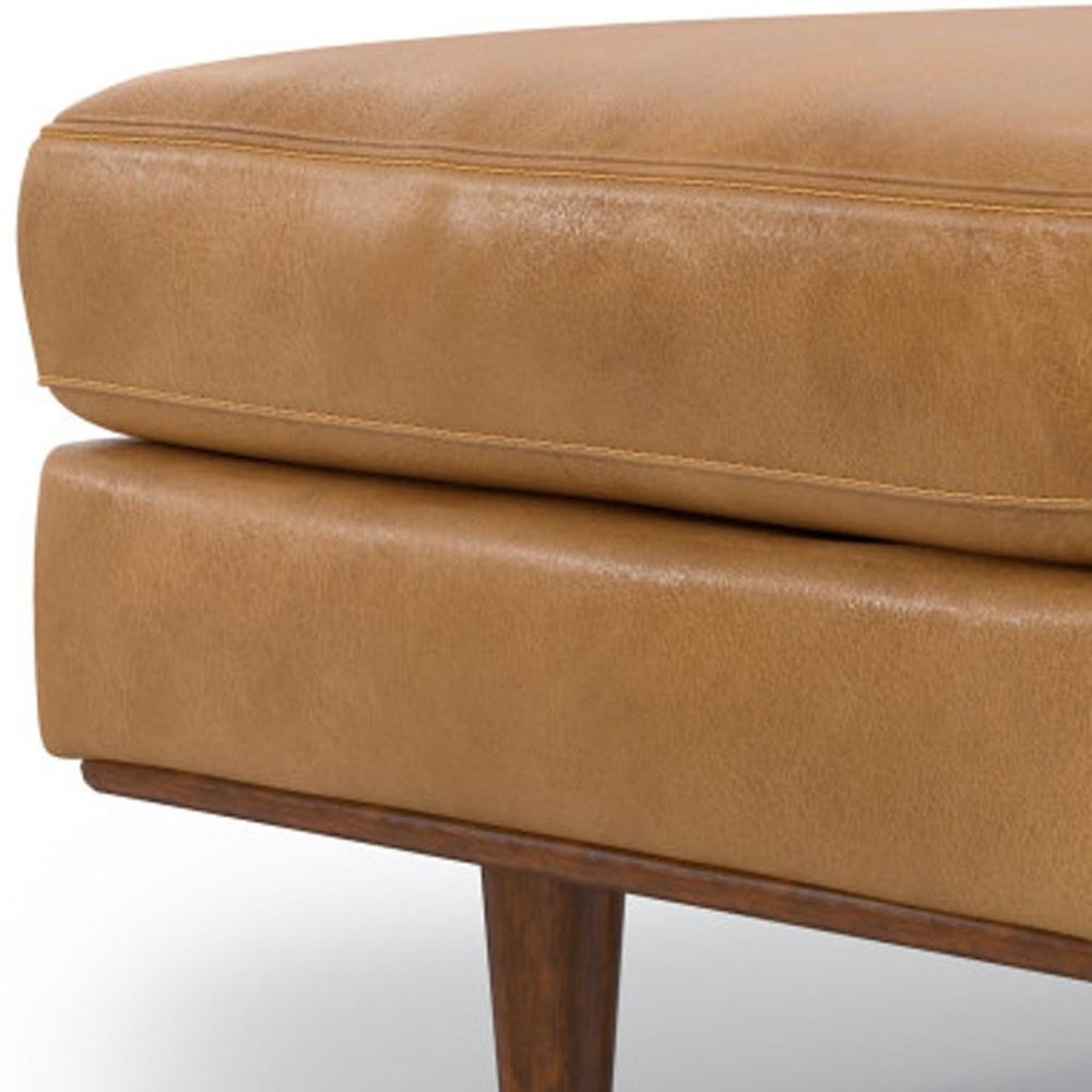 33" Brown Genuine Leather Cocktail Ottoman