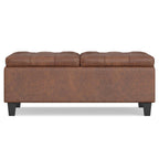 36" Chocolate And Espresso Faux Leather Ottoman With Storage