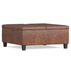 36" Chocolate And Espresso Faux Leather Ottoman With Storage