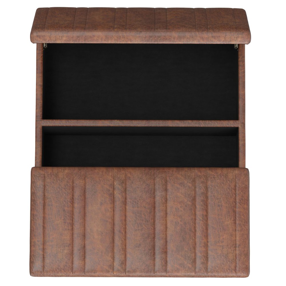 36" Chocolate And Espresso Faux Leather Ottoman With Storage