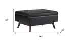 34" Chestnut And Brown Faux Leather Ottoman With Storage