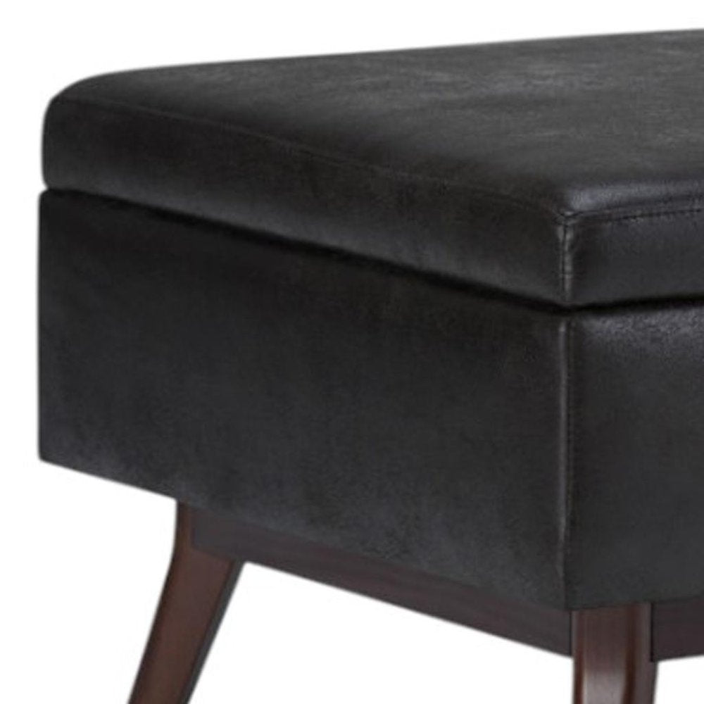 34" Chestnut And Brown Faux Leather Ottoman With Storage