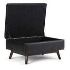34" Chestnut And Brown Faux Leather Ottoman With Storage