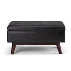 34" Chestnut And Brown Faux Leather Ottoman With Storage
