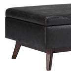 34" Chestnut And Brown Faux Leather Ottoman With Storage