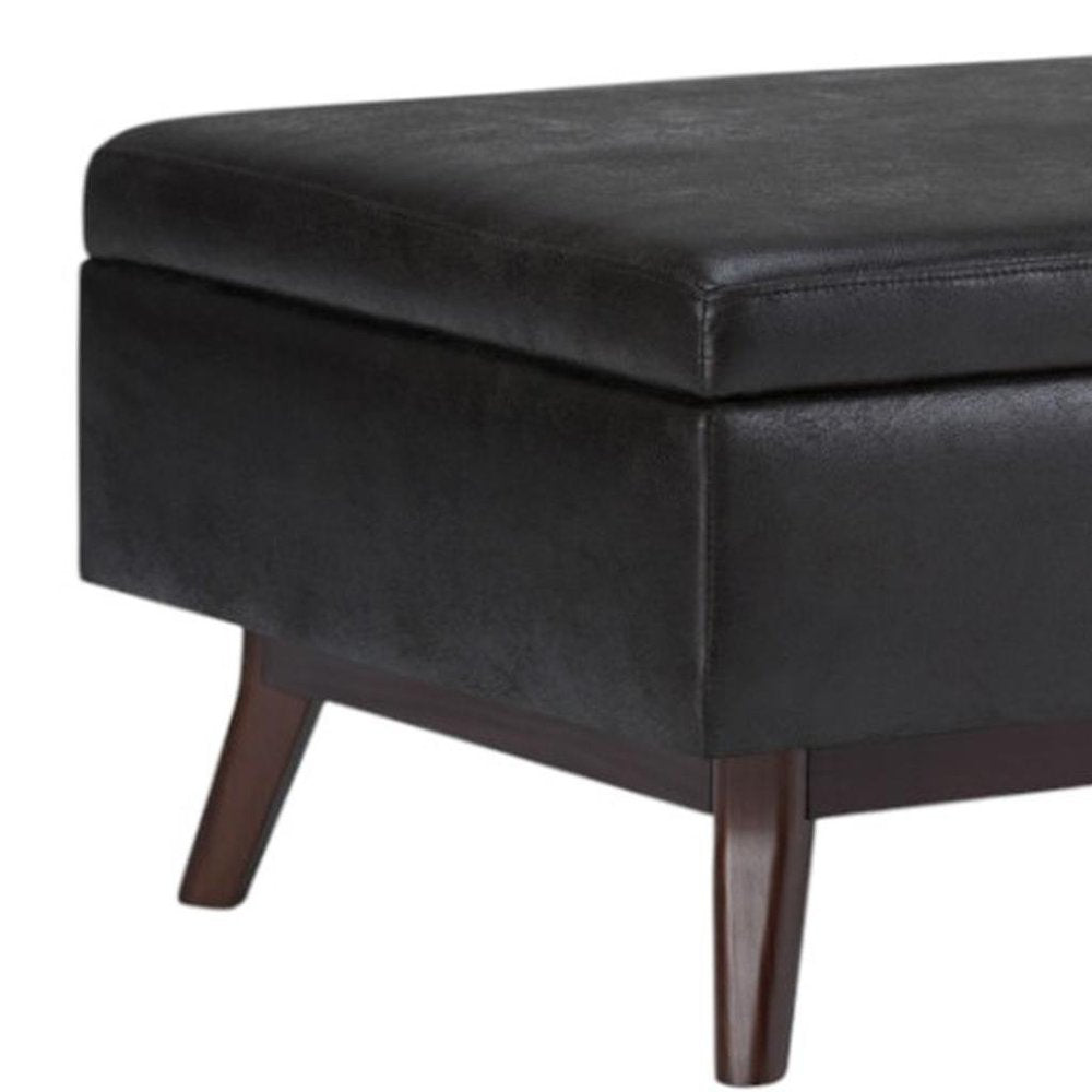 34" Chestnut And Brown Faux Leather Ottoman With Storage
