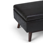 34" Chestnut And Brown Faux Leather Ottoman With Storage
