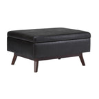 34" Chestnut And Brown Faux Leather Ottoman With Storage