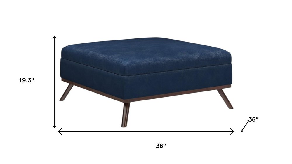 36" Brown Faux Leather Ottoman With Storage