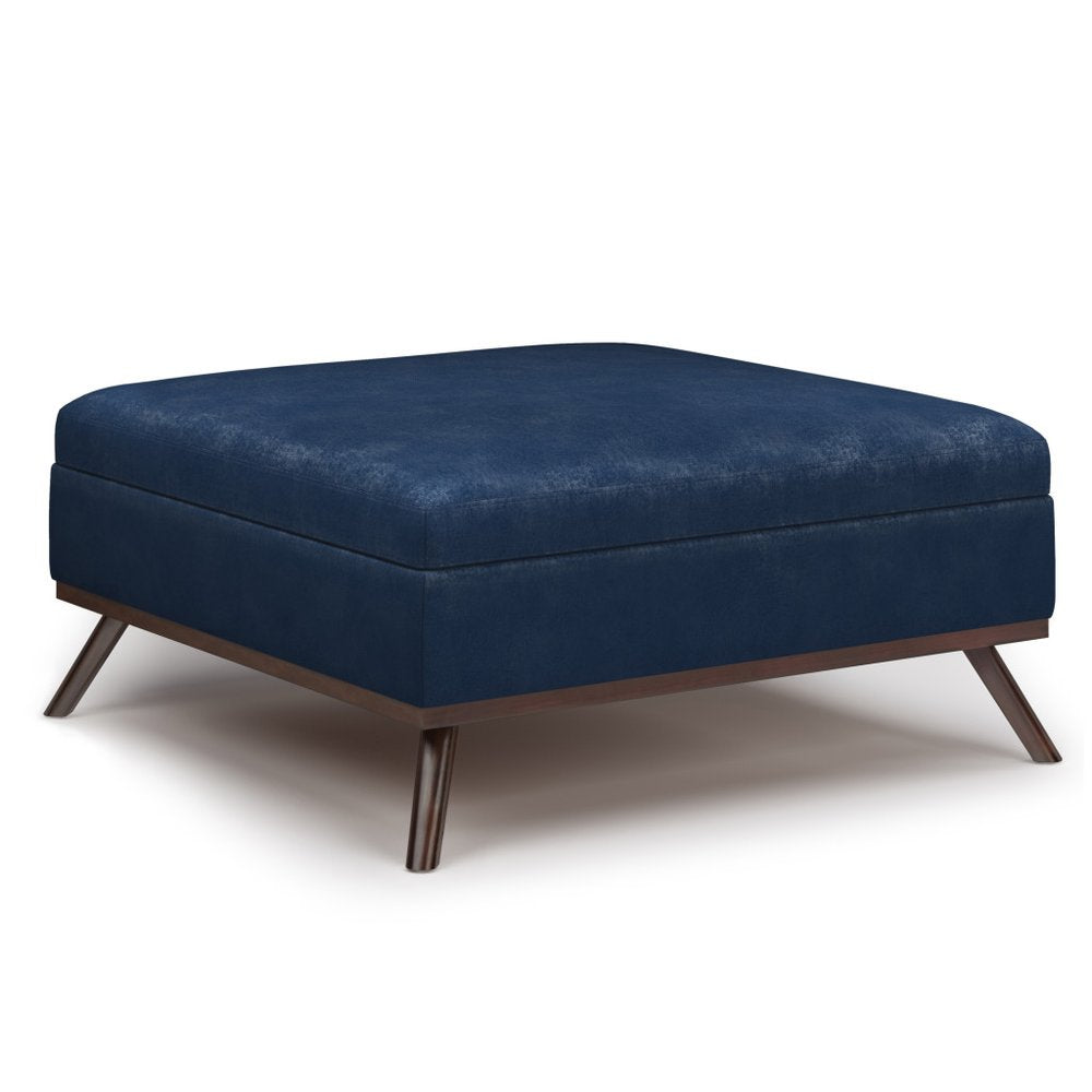 36" Brown Faux Leather Ottoman With Storage
