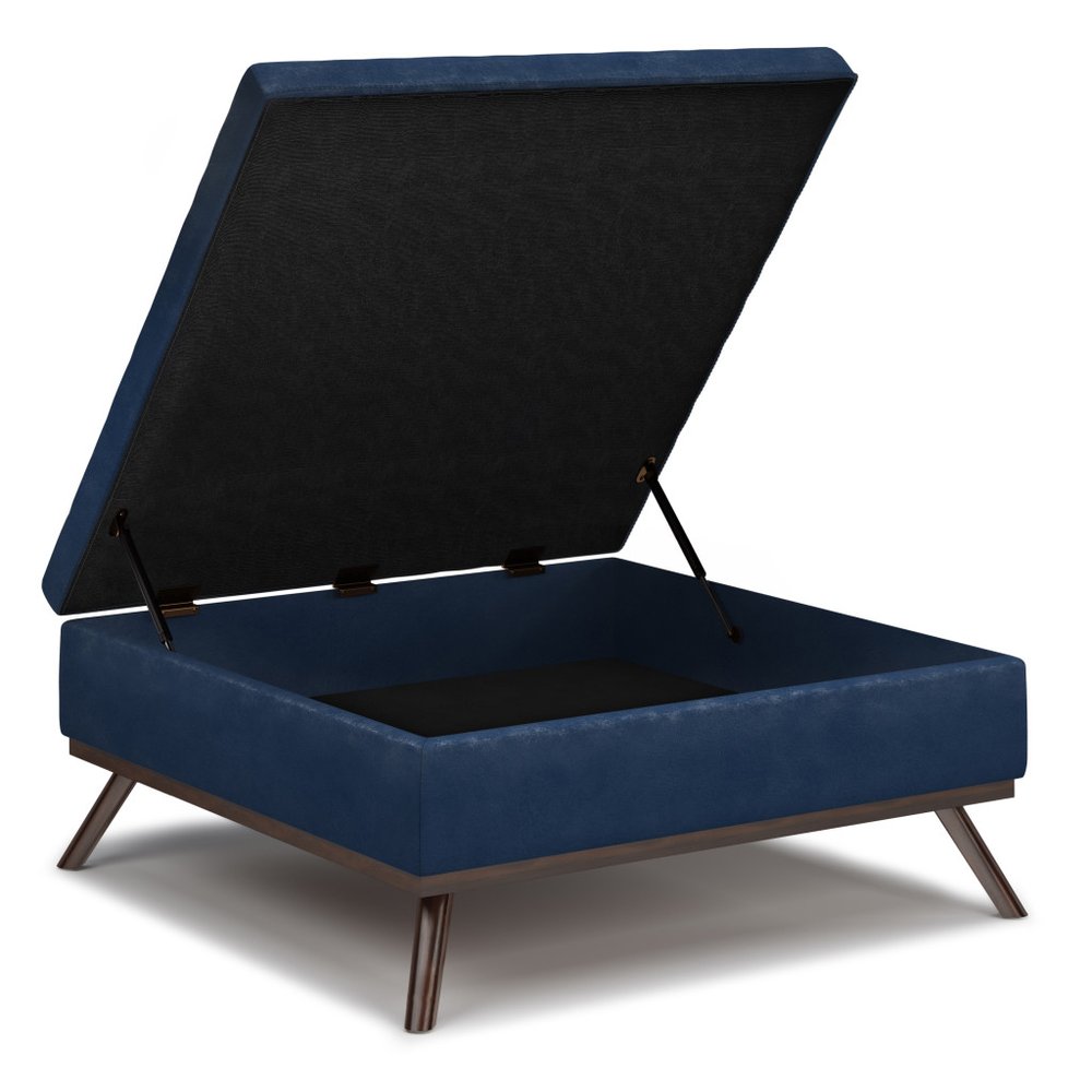 36" Brown Faux Leather Ottoman With Storage