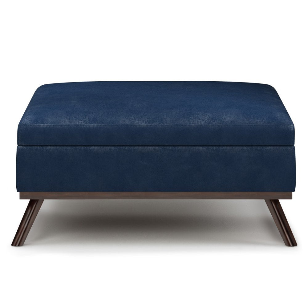 36" Brown Faux Leather Ottoman With Storage