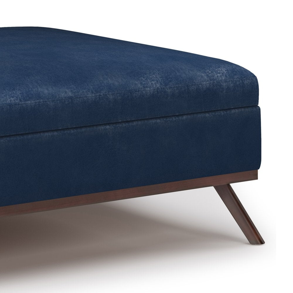 36" Brown Faux Leather Ottoman With Storage