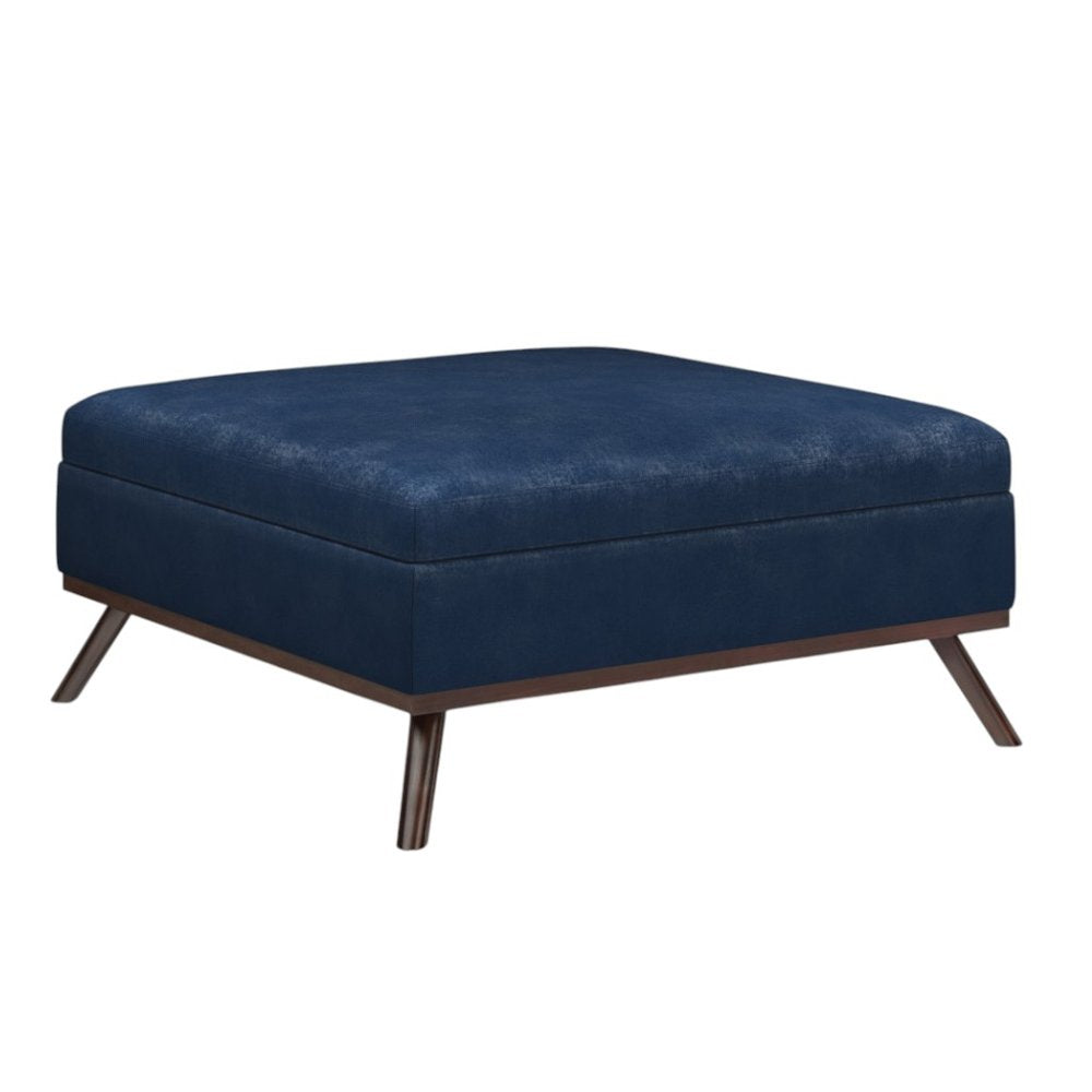 36" Brown Faux Leather Ottoman With Storage