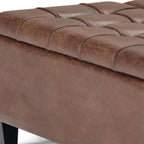 36" Chocolate And Espresso Faux Leather Tufted Ottoman With Storage