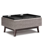 34" Black And Dark Brown Faux Leather Ottoman With Storage