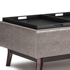 34" Black And Dark Brown Faux Leather Ottoman With Storage