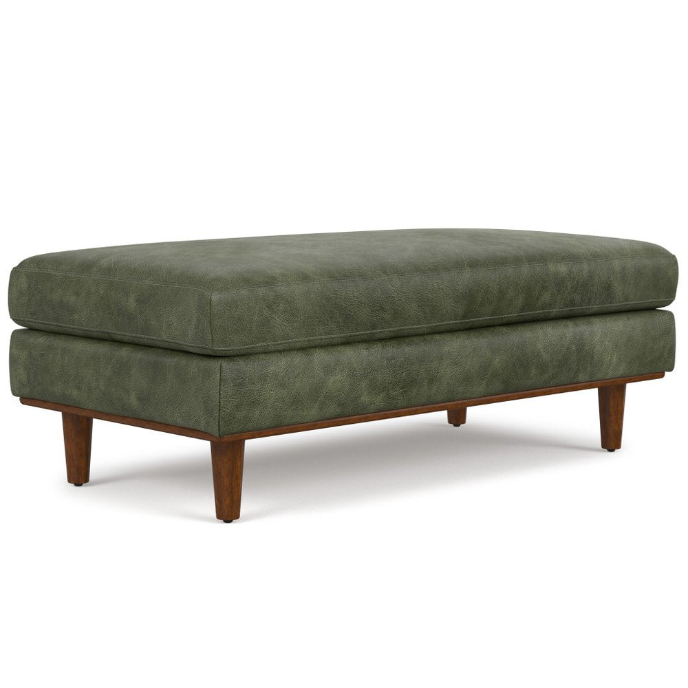 49" Sienna And Brown Genuine Leather Cocktail Ottoman