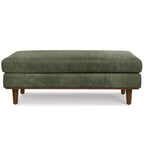49" Sienna And Brown Genuine Leather Cocktail Ottoman