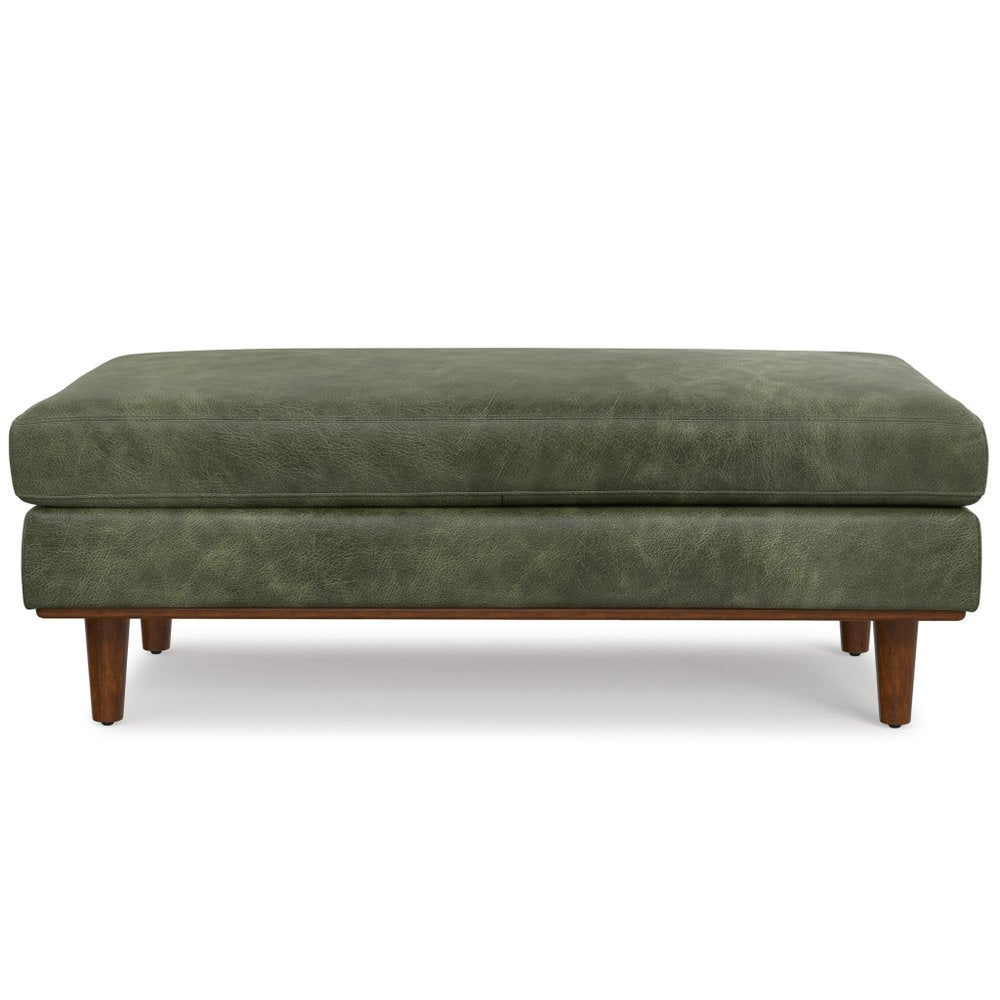 49" Sienna And Brown Genuine Leather Cocktail Ottoman