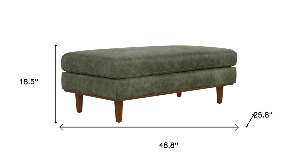 49" Sienna And Brown Genuine Leather Cocktail Ottoman