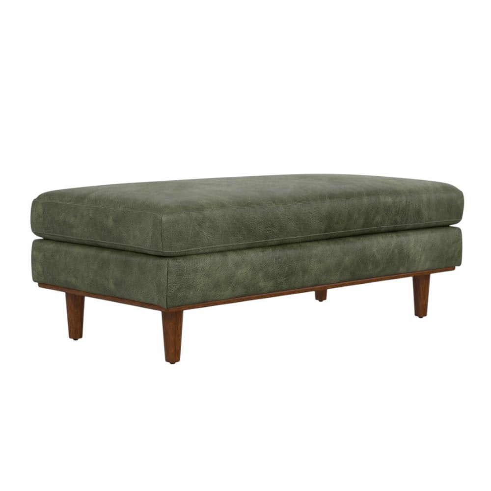 49" Sienna And Brown Genuine Leather Cocktail Ottoman