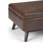 34" Chestnut And Brown Faux Leather Ottoman With Storage