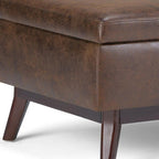 34" Chestnut And Brown Faux Leather Ottoman With Storage