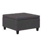 30" Slate Gray And Brown Upholstery Tufted Ottoman With Storage