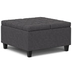 30" Slate Gray And Brown Upholstery Tufted Ottoman With Storage