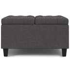 30" Slate Gray And Brown Upholstery Tufted Ottoman With Storage