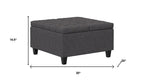 30" Slate Gray And Brown Upholstery Tufted Ottoman With Storage