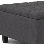 30" Slate Gray And Brown Upholstery Tufted Ottoman With Storage