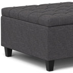 30" Slate Gray And Brown Upholstery Tufted Ottoman With Storage